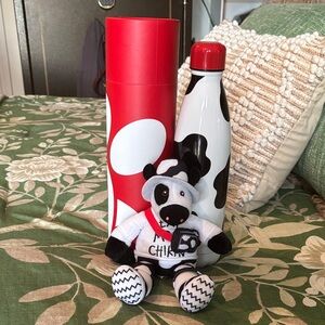 Chick-fil-A Red and White Thermos Set with Cow Plush